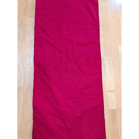 Christmas Holiday Table Runner Red Velveteen Poinsettias 72" X 14" Vintage - Picture 3 of 6